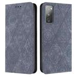 For Samsung Galaxy S20 FE Ethnic Embossed Adsorption Leather Phone Case(Grey)