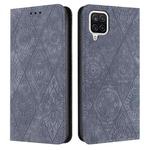 For Samsung Galaxy A12 5G Ethnic Embossed Adsorption Leather Phone Case(Grey)