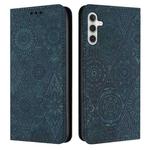 For Samsung Galaxy A14 4G/5G Ethnic Embossed Adsorption Leather Phone Case(Blue)