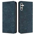 For Samsung Galaxy A24 4G Ethnic Embossed Adsorption Leather Phone Case(Blue)