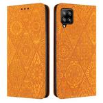 For Samsung Galaxy A42 5G Ethnic Embossed Adsorption Leather Phone Case(Yellow)