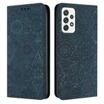 For Samsung Galaxy A53 5G Ethnic Embossed Adsorption Leather Phone Case(Blue)