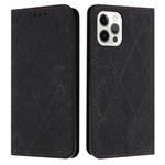 For iPhone 14 Pro Max Ethnic Embossed Adsorption Leather Phone Case(Black)