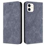 For iPhone 11 Ethnic Embossed Adsorption Leather Phone Case(Grey)