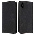 For iPhone X / XS Ethnic Embossed Adsorption Leather Phone Case(Black)