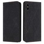 For iPhone XS Max Ethnic Embossed Adsorption Leather Phone Case(Black)