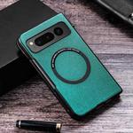 For Google Pixel Fold Cloth Texture PU MagSafe Magnetic Phone Case(Green)