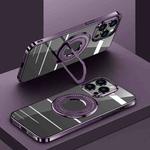 For iPhone 13 Pro Electroplating MagSafe Magnetic PC Phone Case with Ring Holder(Purple)