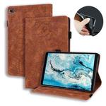 For Lenovo Tab M8 TB-8505F 8505X 8.0  Calf Pattern Double Folding Design Embossed Leather Case with Holder & Card Slots & Pen Slot & Elastic Band(Brown)