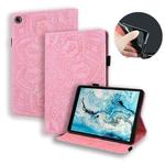 For Lenovo Tab M8 TB-8505F 8505X 8.0  Calf Pattern Double Folding Design Embossed Leather Case with Holder & Card Slots & Pen Slot & Elastic Band(Pink)
