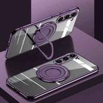 For Samsung Galaxy S23+ 5G Electroplating MagSafe Magnetic PC Phone Case with Ring Holder(Purple)