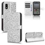 For Sharp Aquos Wish 3 Honeycomb Dot Texture Leather Phone Case(Silver)
