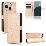 For Sharp Aquos R9 Honeycomb Dot Texture Leather Phone Case(Gold)