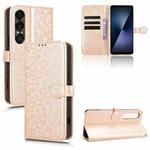 For Sony Xperia 1 VII Honeycomb Dot Texture Leather Phone Case(Gold)
