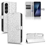 For Sony Xperia 1 VII Honeycomb Dot Texture Leather Phone Case(Silver)
