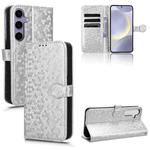 For Samsung Galaxy S24 5G Honeycomb Dot Texture Leather Phone Case(Silver)