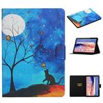 For Huawei MediaPad T5 Colored Drawing Pattern Horizontal Flip Leather Case with Holder & Card Slots(Moonlight Cat)