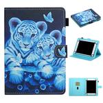 For 8 inch Universal Tablet PC Colored Drawing Pattern Horizontal Flip Leather Case with Holder & Card Slots(Tiger)