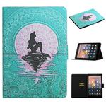 For Amazon Kindle Fire HD7 (2019) Colored Drawing Pattern Horizontal Flip Leather Case with Holder & Card Slots(Mermaid)