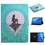 For Huawei MediaPad M5 Lite Colored Drawing Pattern Horizontal Flip Leather Case with Holder & Card Slots & Sleep / Wake-up Function(Mermaid)