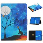 For Lenovo Tab FHD M10 Plus X606F Colored Drawing Pattern Horizontal Flip Leather Case with Holder & Card Slots & Sleep / Wake-up Function(Moonlight Cat)