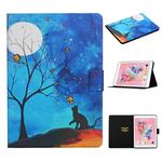 For iPad 5 Colored Drawing Pattern Horizontal Flip Leather Case with Holder & Card Slots & Sleep / Wake-up Function(Moonlight Cat)
