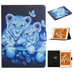 For iPad Mini (2019) Colored Drawing Pattern Horizontal Flip Leather Case with Holder & Card Slots & Sleep / Wake-up Function(Tiger)