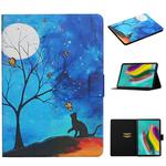For Samsung Galaxy Tab S5e T720/T725 Colored Drawing Pattern Horizontal Flip Leather Case with Holder & Card Slots & Sleep / Wake-up Function(Moonlight Cat)