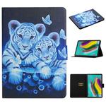 For Samsung Galaxy Tab S5e T720/T725 Colored Drawing Pattern Horizontal Flip Leather Case with Holder & Card Slots & Sleep / Wake-up Function(Tiger)