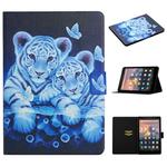 For Amazon Kindle Fire HD10 (2017) Colored Drawing Pattern Horizontal Flip Leather Case with Holder & Card Slots & Sleep / Wake-up Function(Tiger)