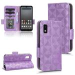 For Sharp Aquos Wish 3 Symmetrical Triangle Pattern Leather Phone Case(Purple)