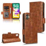 For Samsung Galaxy F14 Symmetrical Triangle Pattern Leather Phone Case(Brown)