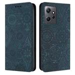 For Redmi Note 12 4G Global Ethnic Embossed Adsorption Leather Phone Case(Blue)