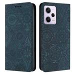 For Redmi Note 12 Pro 4G Ethnic Embossed Adsorption Leather Phone Case(Blue)