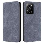 For Redmi Note 12 Pro 5G Global Ethnic Embossed Adsorption Leather Phone Case(Grey)