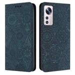 For Xiaomi 12 Lite Ethnic Embossed Adsorption Leather Phone Case(Blue)