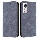 For Xiaomi 12 Lite Ethnic Embossed Adsorption Leather Phone Case(Grey)