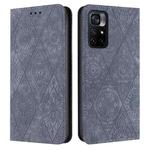 For Xiaomi Poco M4 Pro 5G Ethnic Embossed Adsorption Leather Phone Case(Grey)