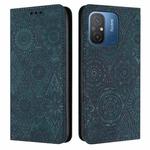 For Xiaomi Redmi 12C Ethnic Embossed Adsorption Leather Phone Case(Blue)