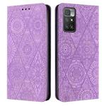 For Xiaomi Redmi 10 Ethnic Embossed Adsorption Leather Phone Case(Purple)