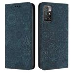 For Xiaomi Redmi 10 Ethnic Embossed Adsorption Leather Phone Case(Blue)