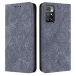 For Xiaomi Redmi 10 Ethnic Embossed Adsorption Leather Phone Case(Grey)