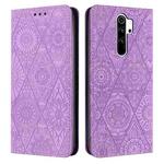 For Xiaomi Redmi 9 Ethnic Embossed Adsorption Leather Phone Case(Purple)