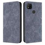 For Xiaomi Redmi 9C / 10A Ethnic Embossed Adsorption Leather Phone Case(Grey)