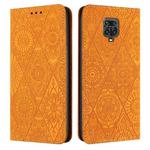 For Redmi Note 9 Pro Ethnic Embossed Adsorption Leather Phone Case(Yellow)