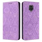 For Redmi Note 9 Pro Ethnic Embossed Adsorption Leather Phone Case(Purple)
