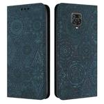 For Redmi Note 9 Pro Ethnic Embossed Adsorption Leather Phone Case(Blue)