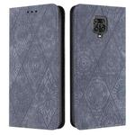 For Redmi Note 9 Pro Ethnic Embossed Adsorption Leather Phone Case(Grey)