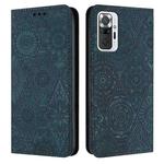 For Redmi Note 10 Pro Ethnic Embossed Adsorption Leather Phone Case(Blue)