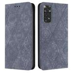 For Redmi Note 11 4G Ethnic Embossed Adsorption Leather Phone Case(Grey)